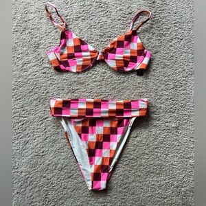 New Beach Riot underwire top + highway bikini bottoms size L